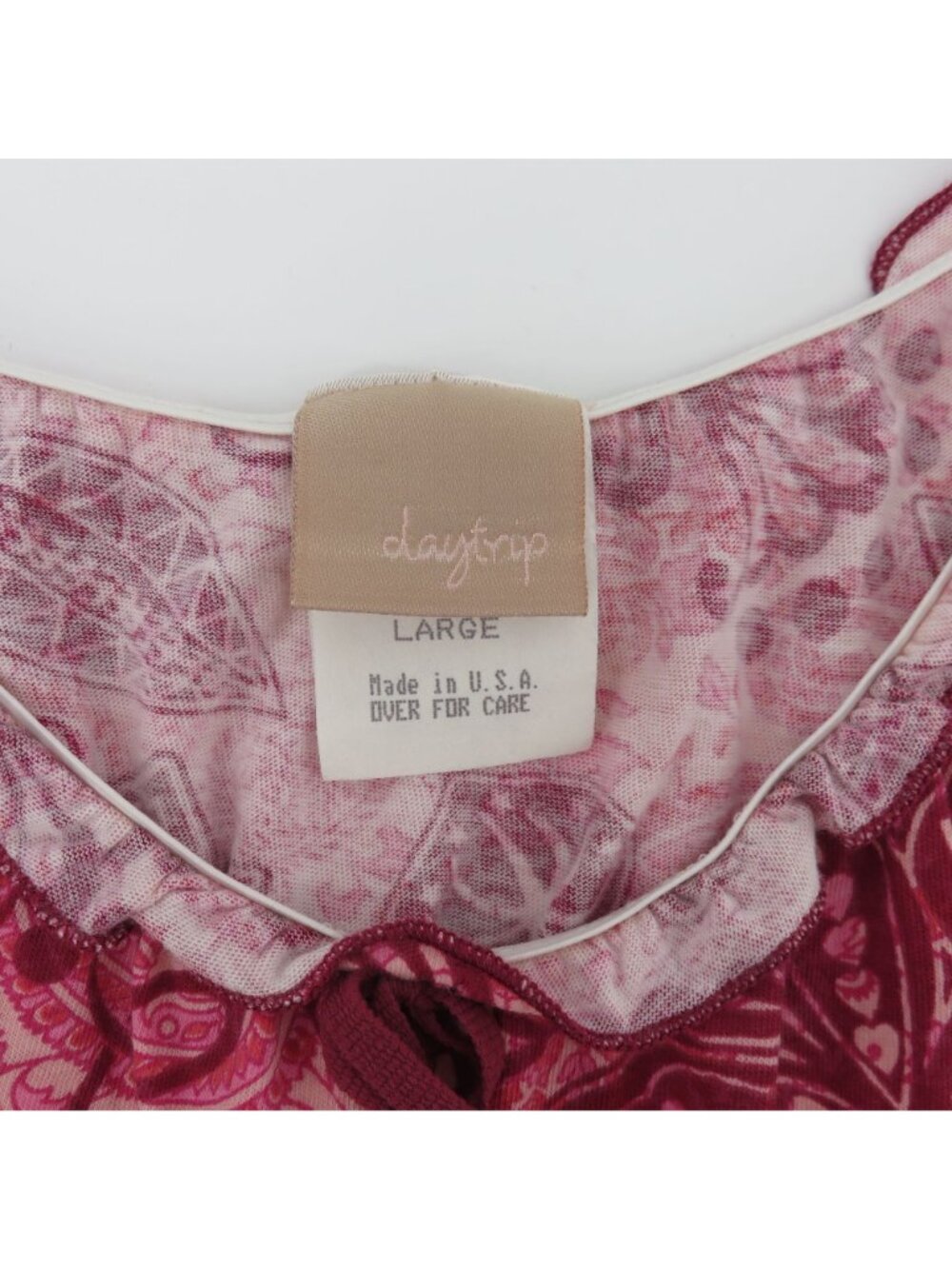 Y2K Daytrip Juniors Large Pink Red Floral Bow Babydoll Tank Top Shirt Scoop Neck - Picture 7 of 11